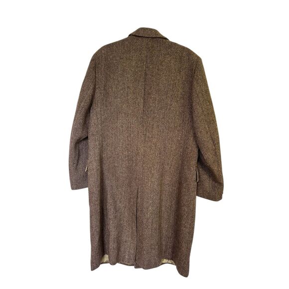 Vintage Witty Brothers Wool Tweed Herringbone Long Overcoat Brown Women's XL - Picture 2 of 6